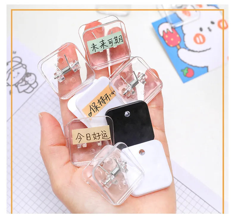 Small square plastic photo note holder in black, white or transparent colour