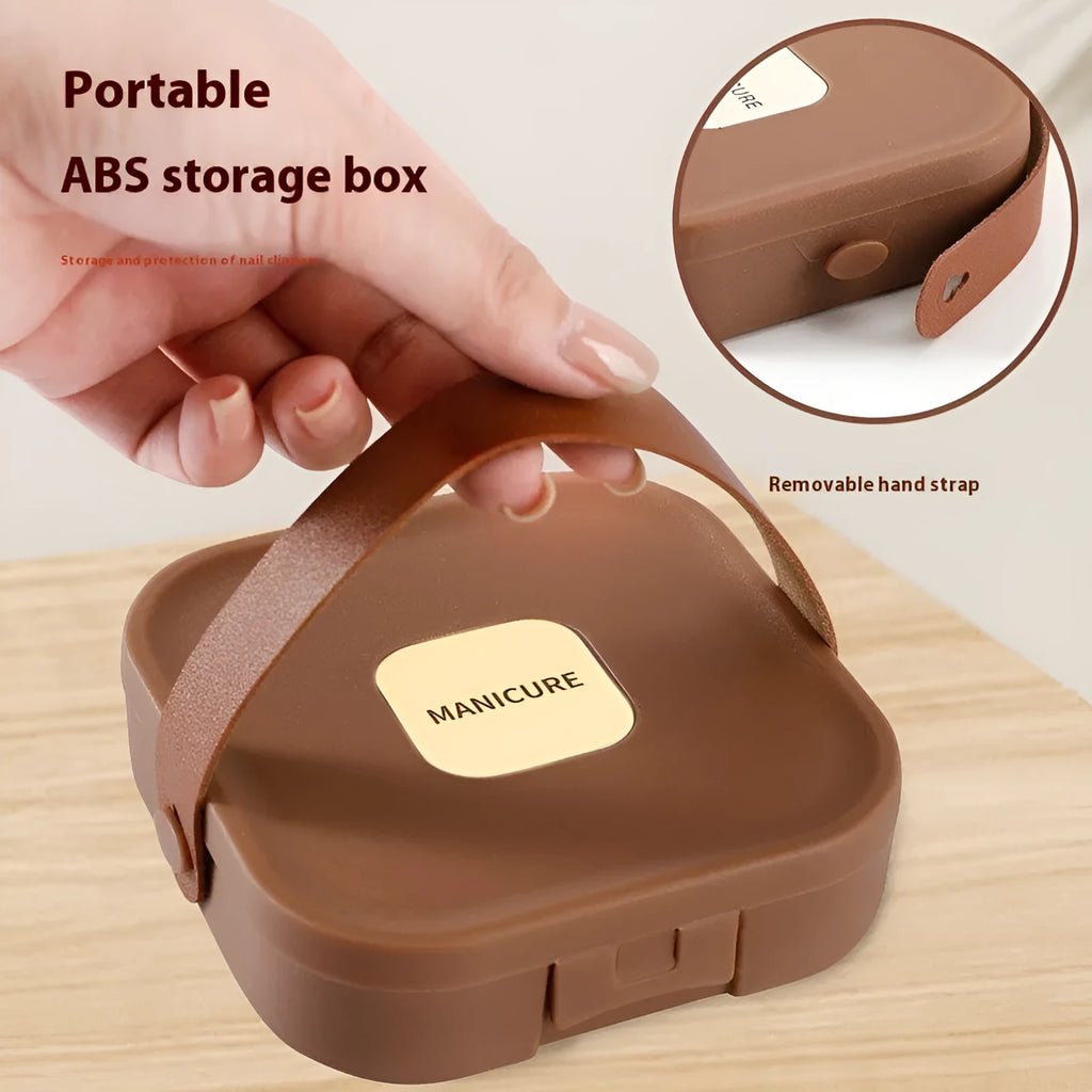 Portable manicure kit with anti-splash design containing stainless steel nail tools in multiple colours