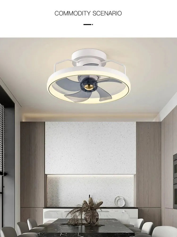 Modern ceiling fan light with white blades and integrated lighting fixture