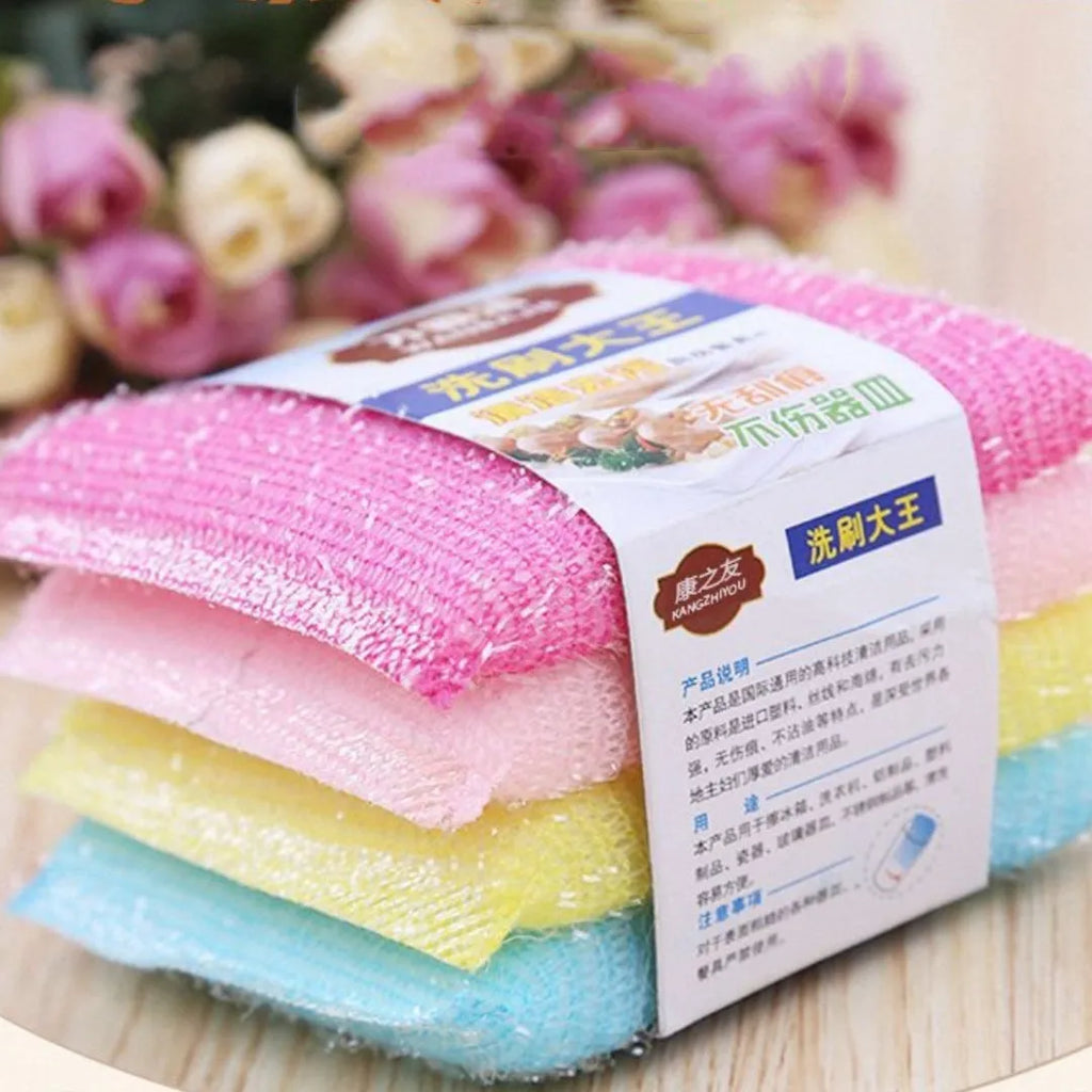 Fine stripe scrubbing King sponge mop in macaron colours showing pinstripe fabric texture on a sponge body.