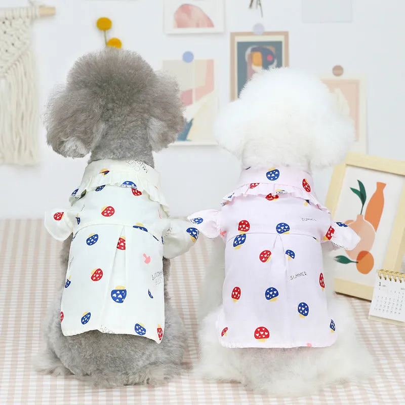 Cotton thin pet shirt mushroom beige colour with vest style pull-on design for small to large dogs