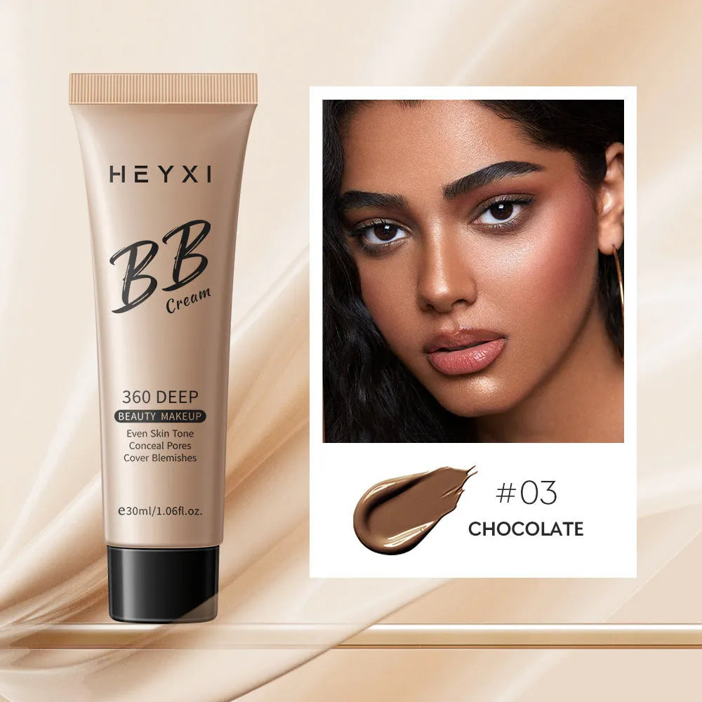Waterproof sweat-proof BB cream bottle in one of four shades: 01, 02, 03, or 04.