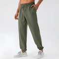 Men's nylon cool feeling loose track pants, quick-drying, black colour, running fitness training trousers
