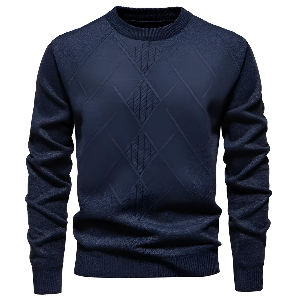 Fleece-lined thick round neck knitted undershirt for men in beige