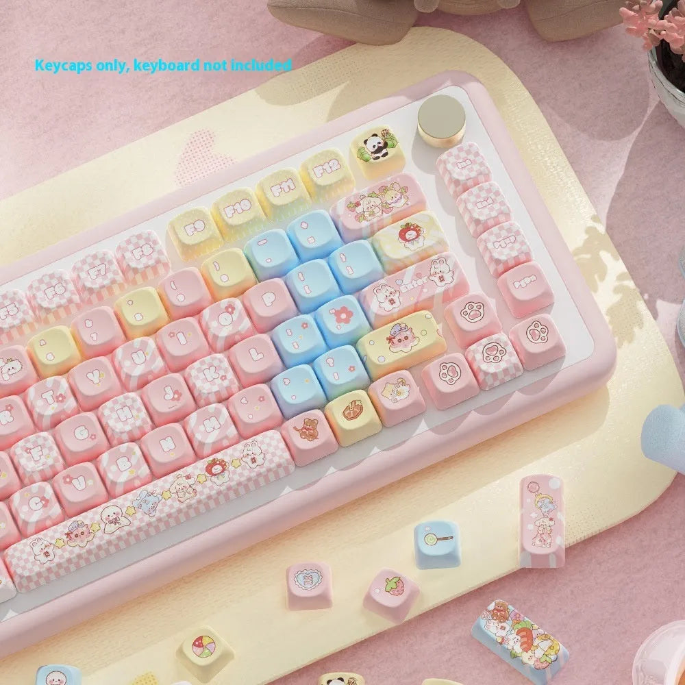 Doll design mechanical keyboard key cap set with sublimation printing in boxed packaging