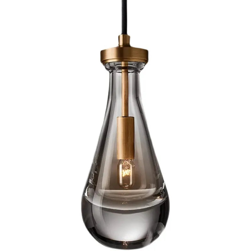 Copper crystal bedside pendant light, 11cm diameter, 25cm height, E14 warm light, 220V, H65 brass or wrought iron style