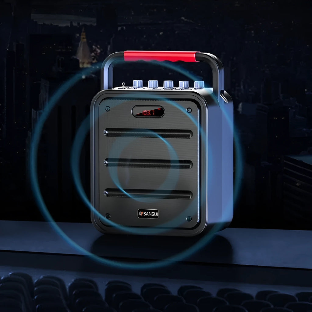 Square high-power portable subwoofer with lithium battery, 40W output, card insertion and recording features
