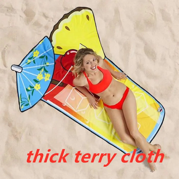 Water-absorbent quick-drying printed beach towel in avocado design, 170cm thin polyester section