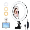 26cm desktop continuous ring light with strong clip, USB powered, 3200-5600K colour temperature, CRI above 95
