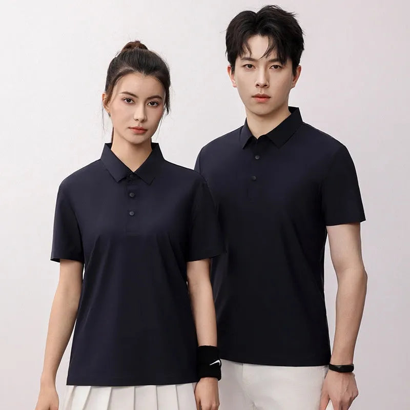 Men's loose fit polo shirt in chemical fibre blend fabric with short sleeves for summer sports