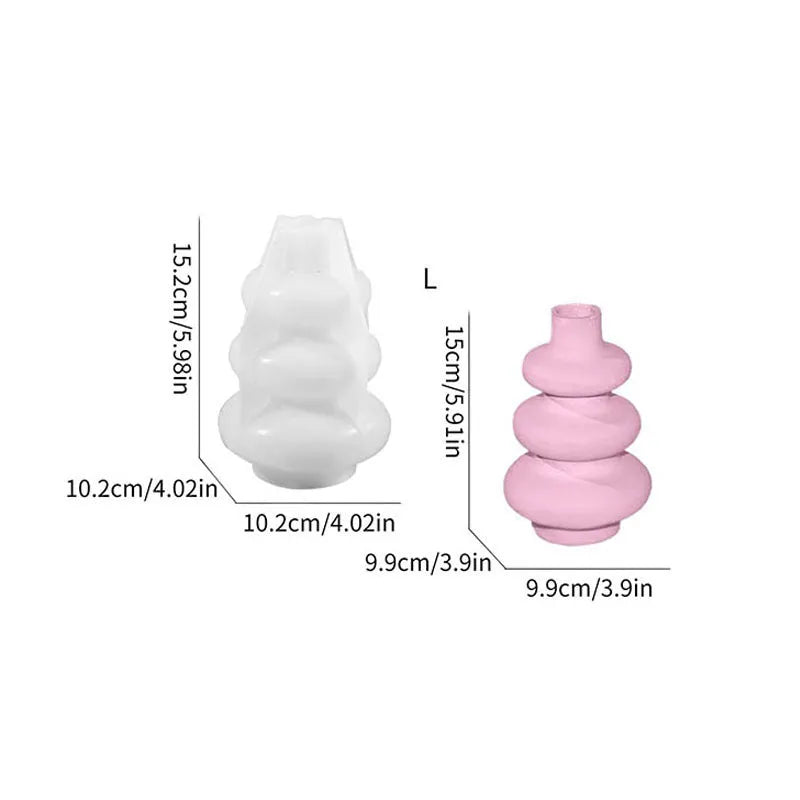 Silicone mould for three-layer circle vase ornaments in irregular shape