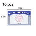 Transparent PVC ID card holder measuring 9.7x5.9cm showing social security card inside