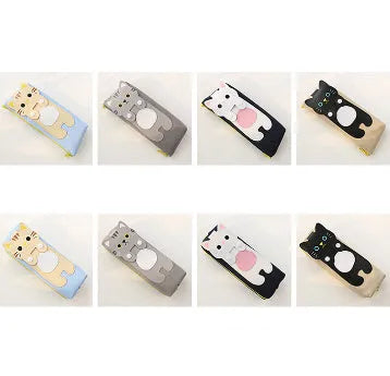 Cat cartoon canvas pencil case, square zipper pencil bag, 20x8cm, for female students