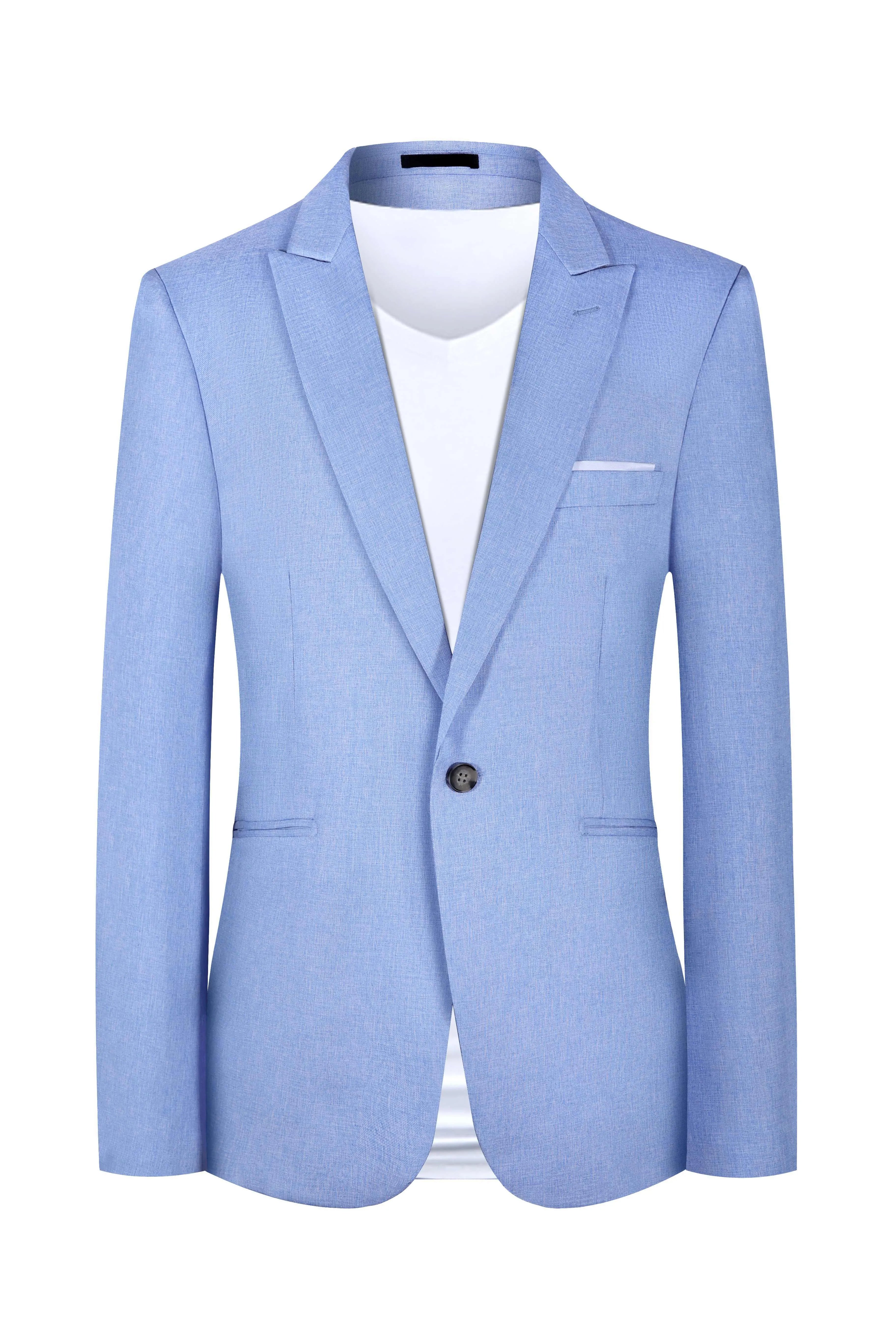 Men's light blue casual western-style suit jacket for spring and summer seasons