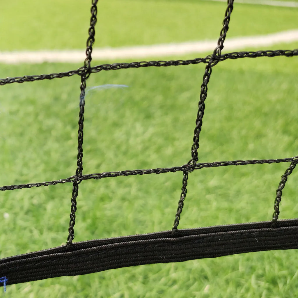 Portable folding badminton bracket and net set with white PE plastic construction showing four length options