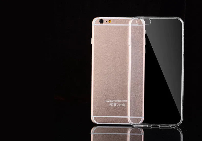Transparent TPU soft shell mobile phone case on an iPhone.