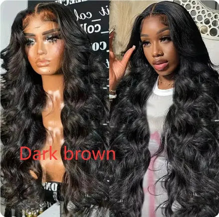 Natural high-temperature fibre front lace wig with medium big wave and side bangs in light gold colour