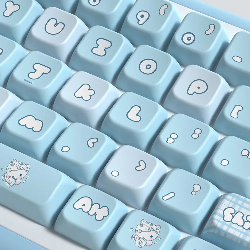 Water colour kitten custom key cap set for mechanical keyboards with sublimation printed artwork on PTB material