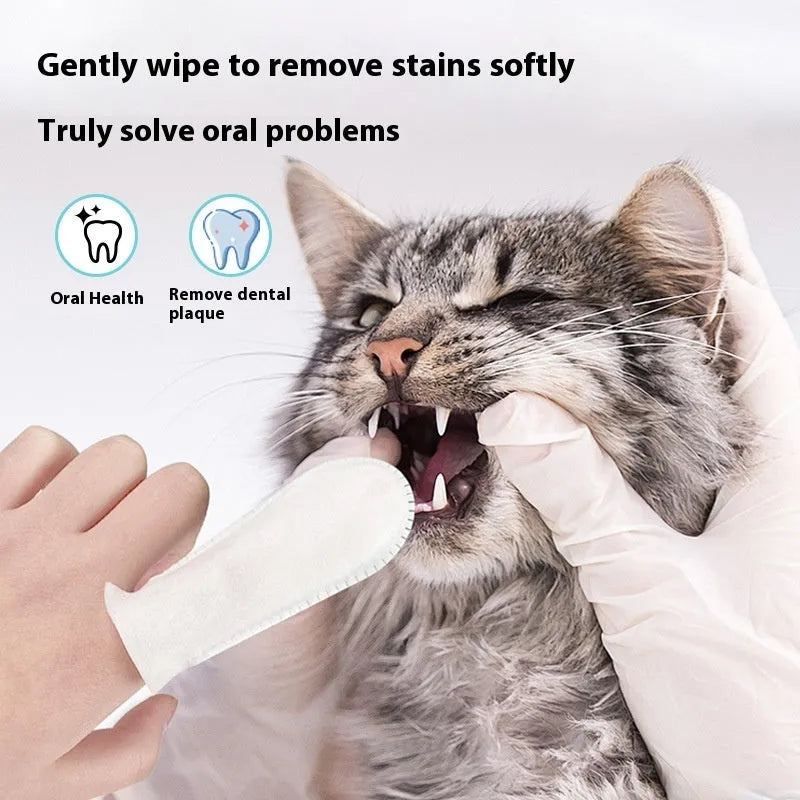 Pack of 50 soft white disposable finger cots for cleaning dog and cat teeth
