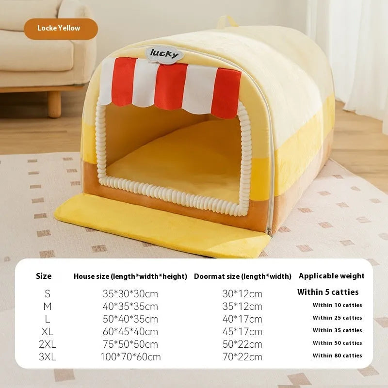 Painted sponge dog bed for large dogs in Lomi Brown colour, shown in L size measuring 50x40x35cm.