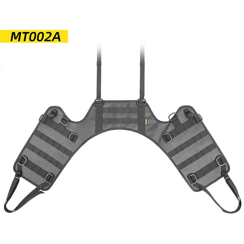 Black polyester motorcycle fuel tank mount base saddle shown flat, measuring 100cm by 40cm.