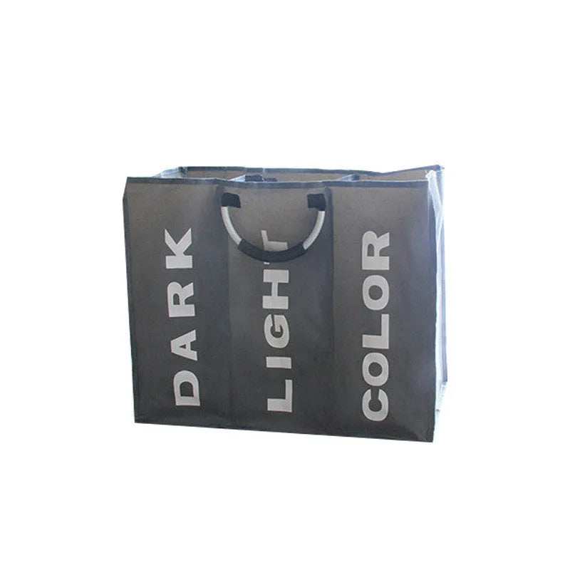 Three compartment large capacity clothing bag in 600D Oxford cloth, shown in light grey and dark grey