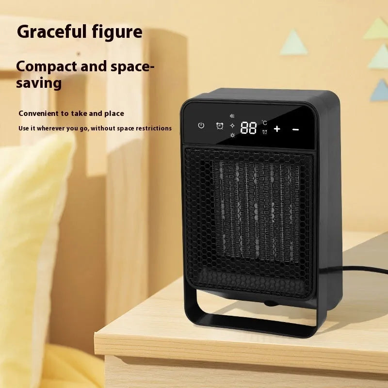 Desktop electric heater with touch screen display, 19x10x28 cm, black, without remote control