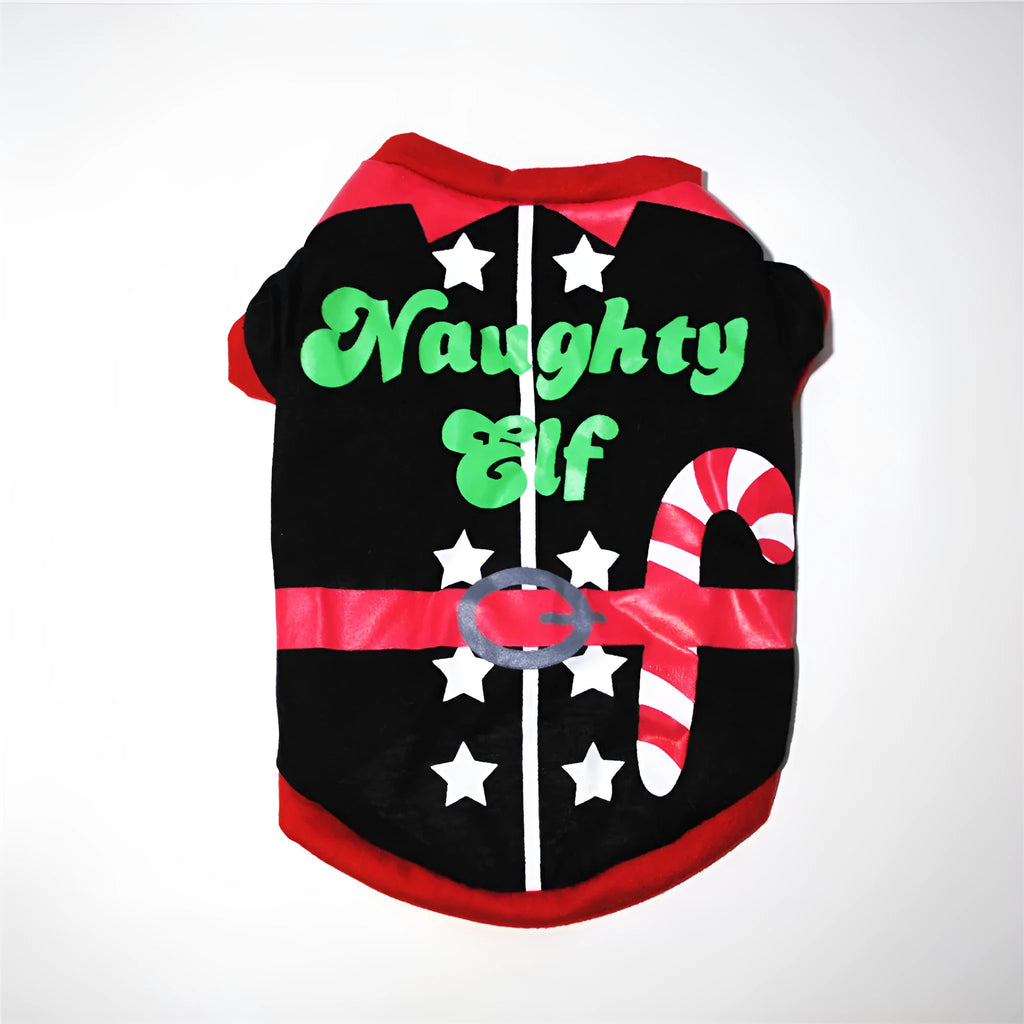Christmas dog clothing in cotton with green Santa Claus design for small to large dogs