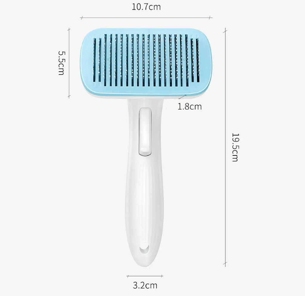 Pet automatic hair removal comb in blue, gray, green or pink for dogs and cats grooming