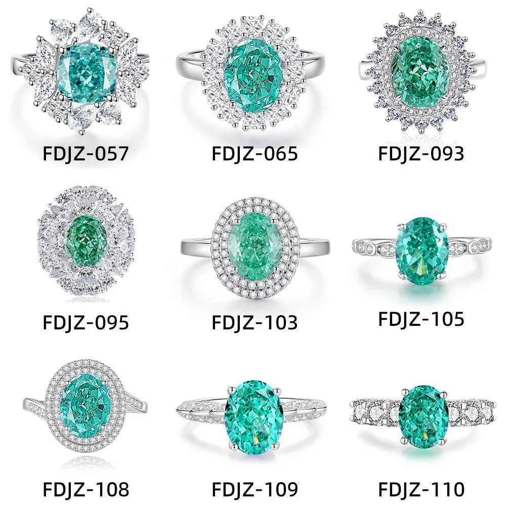 Geometric S925 silver women's ring with an emerald and inlaid high carbon diamond on a model's hand.