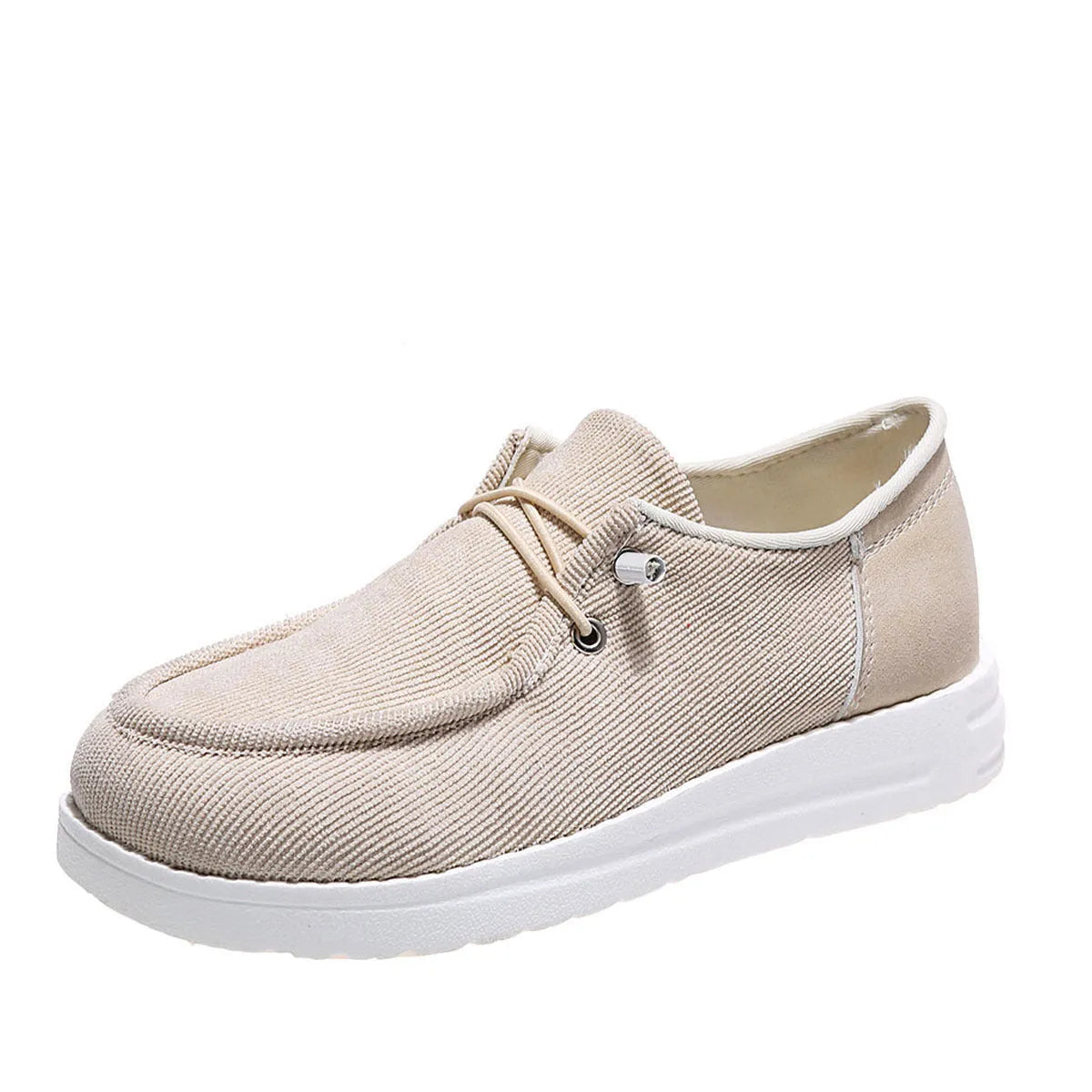 Women's breathable flat shoes with elastic band, cloth upper, round toe, low heel, in black