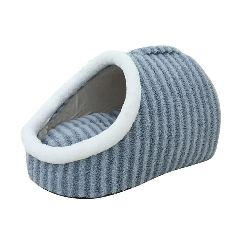 Thickened 3D hole pet bed for cats and small dogs with removable sponge cushion in striped fabric