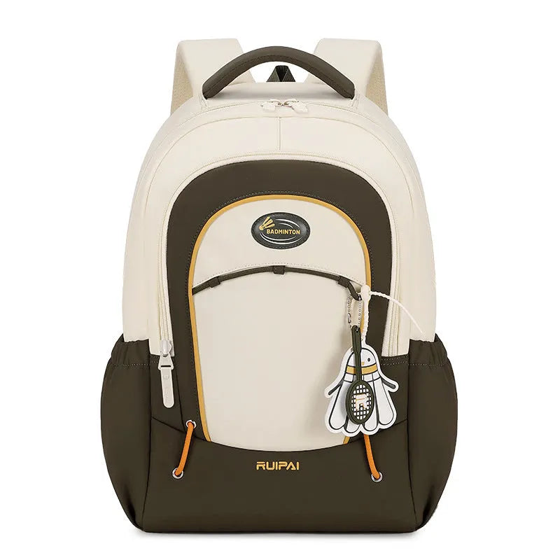 Large capacity leisure travel backpack in cherry blossom powder colour with curved shoulder straps