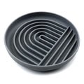 Silicone slow feeder dog bowl with textured ridges and lick mat design.