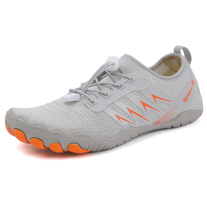 Quick-drying mesh river tracing shoes in apricot colour with low-top design and rubber sole