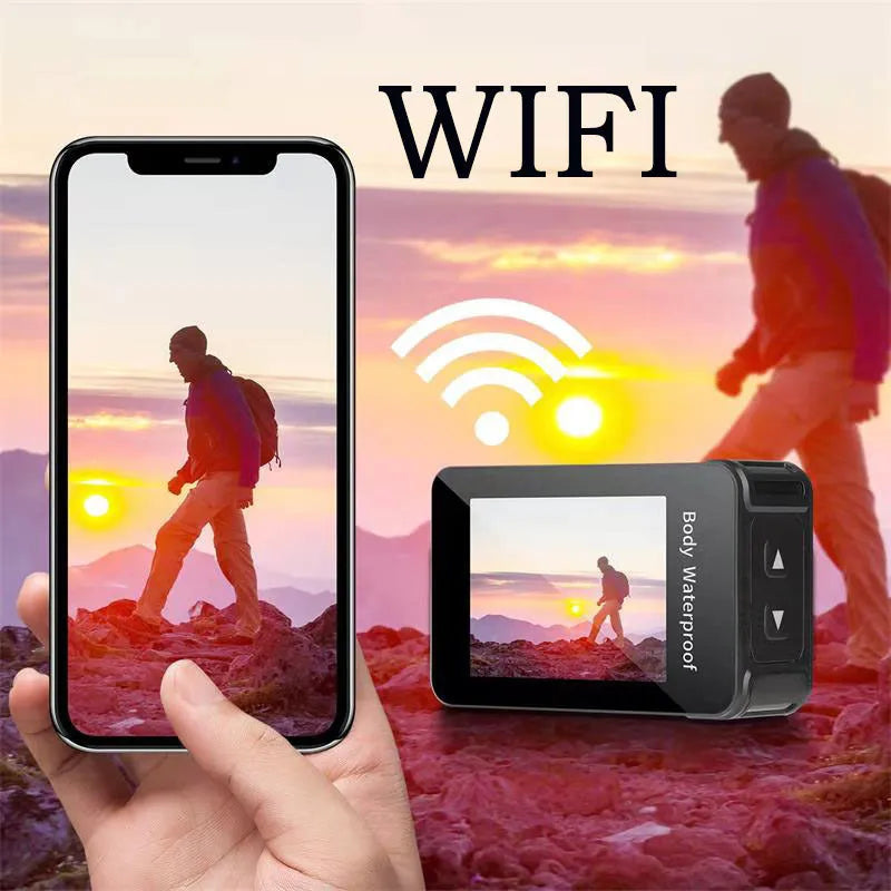 Black outdoor sports camera tachograph with 170° lens and compact 66mm x 44mm x 31mm dimensions