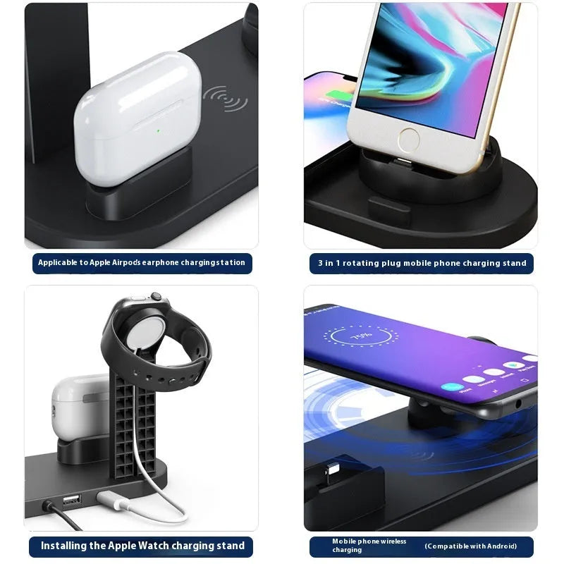 Universal 15W fast wireless charging stand holding a mobile phone upright on a desk