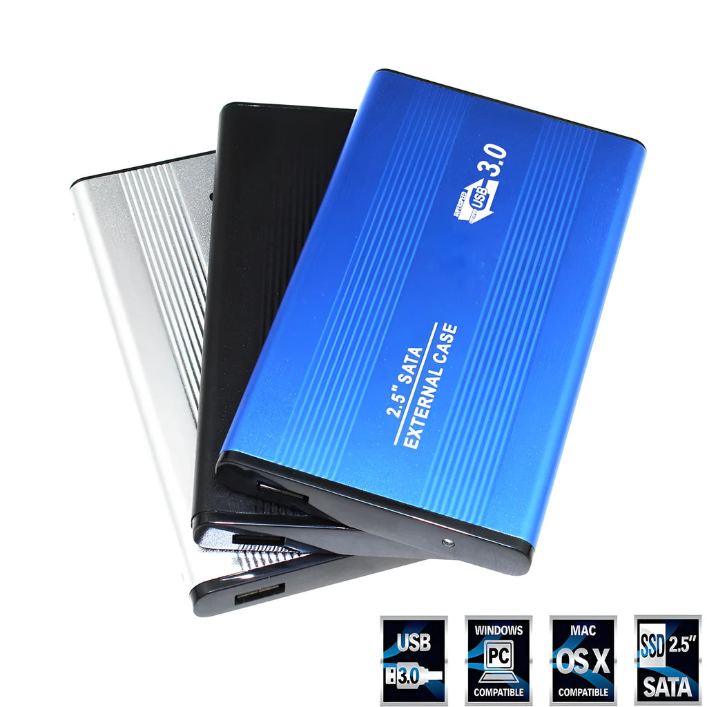 2.5 inch SATA HDD SSD enclosure, USB 3.0 mobile hard disk box, 125 x 75 x 14 mm, black