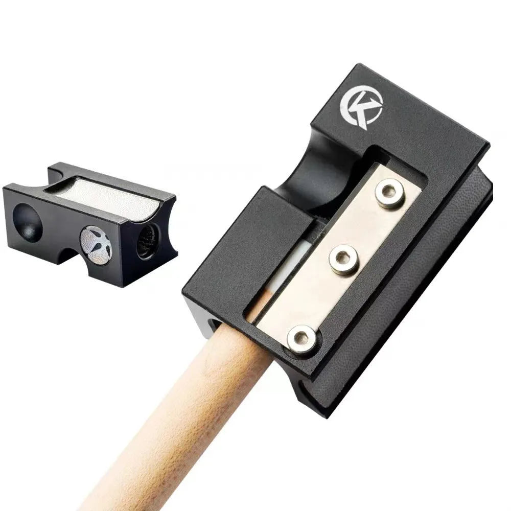 Black all-metal billiard rod head repair device for leather cue tip maintenance