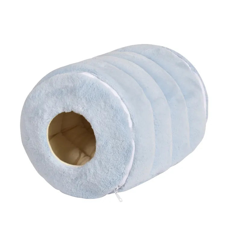 Warm pet house pet nest in small rabbit fur cloth, 50cm by 33cm, camel colour