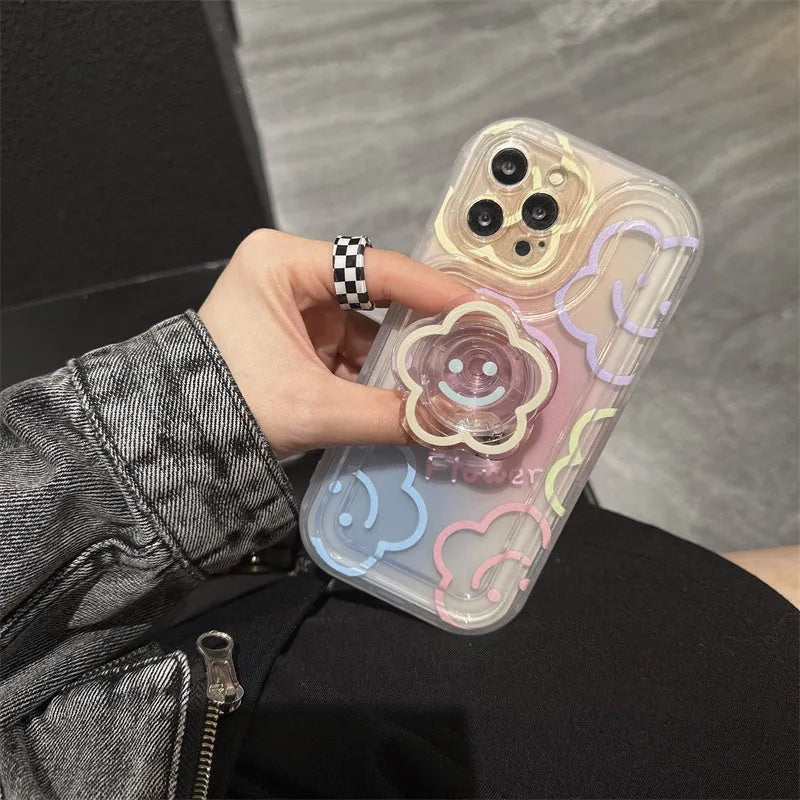 Halo dyed sun flower TPU rear cover phone case for Apple iPhone 11 to 14 Pro Max in picture colour