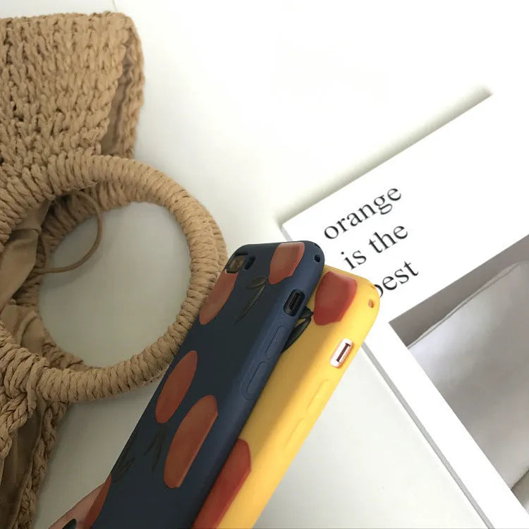 Orange matte finish TPU silicone soft shell case for iPhone, showing full wrap-around design.