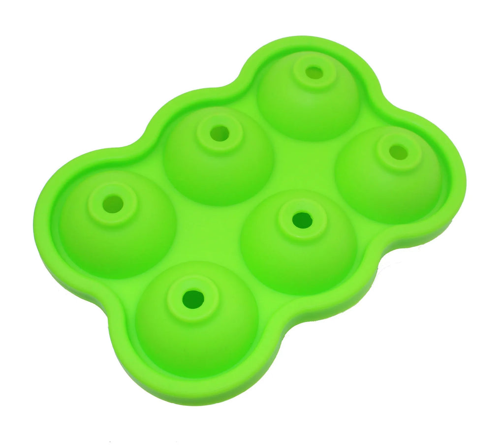 Large silicone ice cube maker with six 4.5cm sphere cavities in black