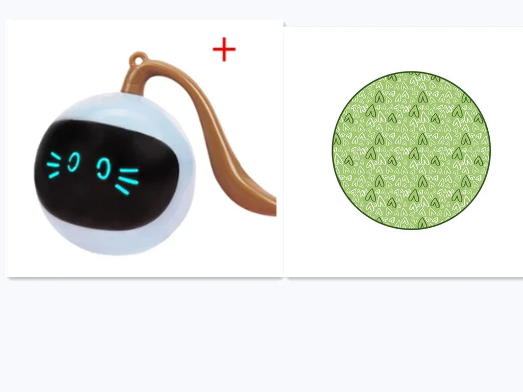 Green cloth cat toy hunting cover with USB-powered balls on a flat surface