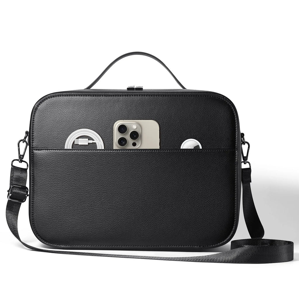 Black superfiber storage box for Apple Vision Pro MR glasses measuring 32.5x24.5x11.5 cm
