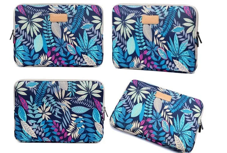 LISEN colorful leaf notebook sleeve bag for 15.6 inch laptop and tablet in black, blue, gray or white