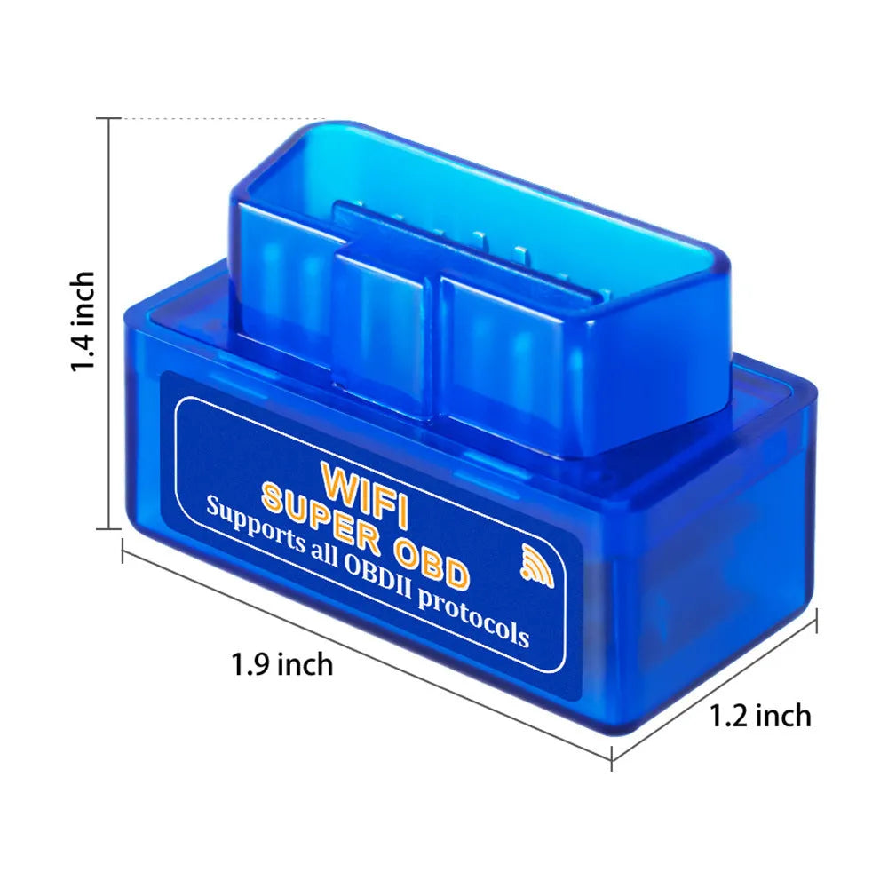 Blue mini WiFi ELM327 OBD2 car detector diagnostic scanner adapter for iPhone and iPad