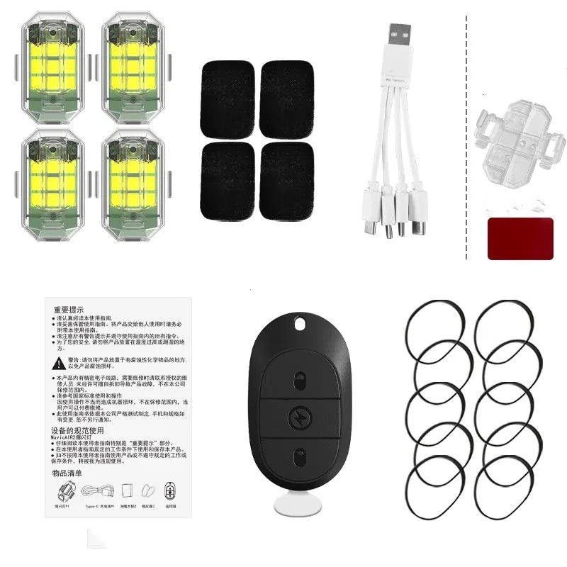 Strobe light remote control kit with four 5W ABS lights for car motorcycle bicycle modification