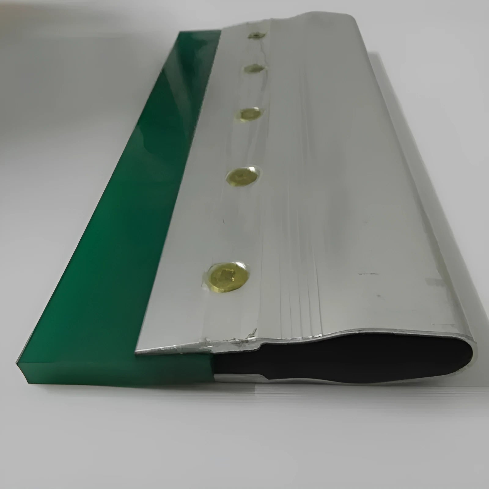 Green aluminium alloy scraper tool showing 50cm length and 10cm wide blade with metal handle