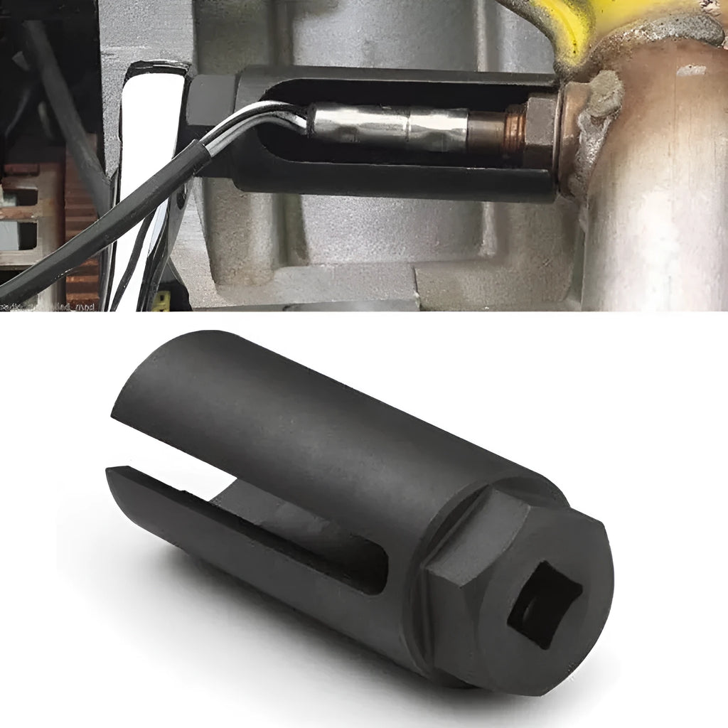 Black Japanese style oxygen sensor sleeve for 22mm automotive sensors in chromium vanadium steel